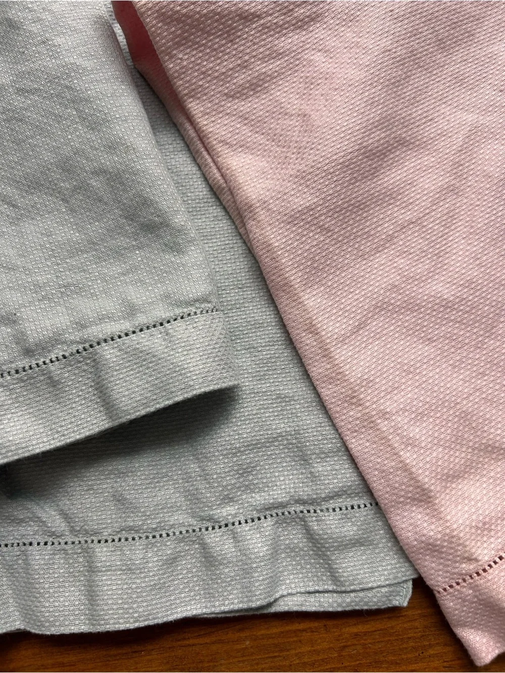 Vintage Cotton Guest Towels in Pink and Gray, set of 3